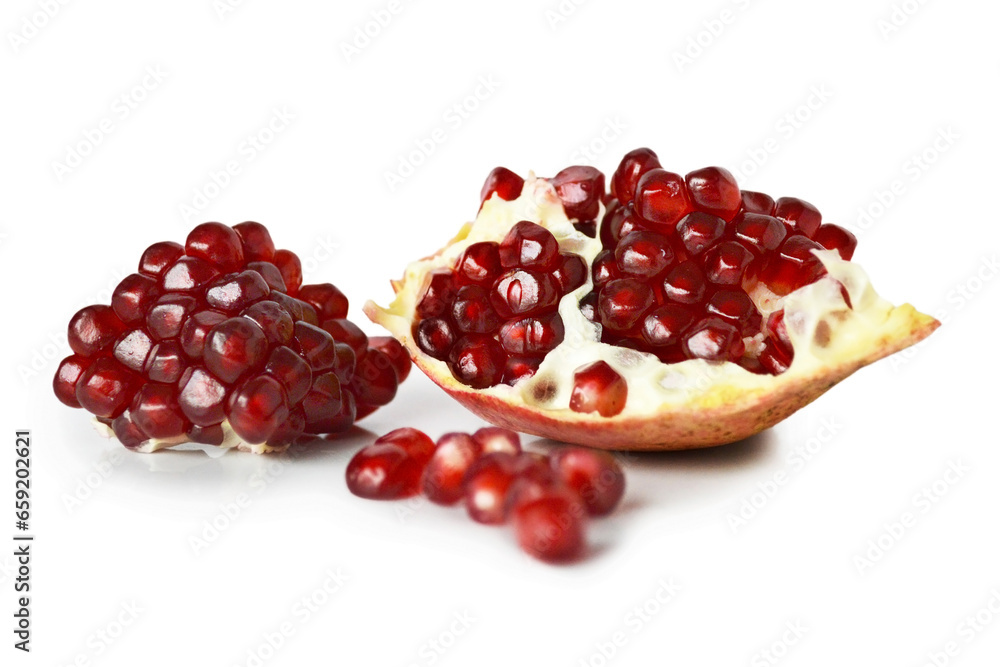 Close up of fresh pomegranate pieces and seeds Close up of fresh pomegranate pieces and seeds