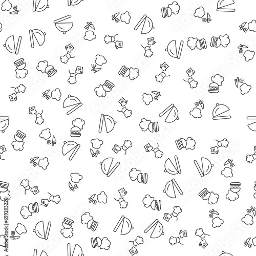 Cook and Restaurant Seamless Pattern for printing, wrapping, design, sites, shops, apps