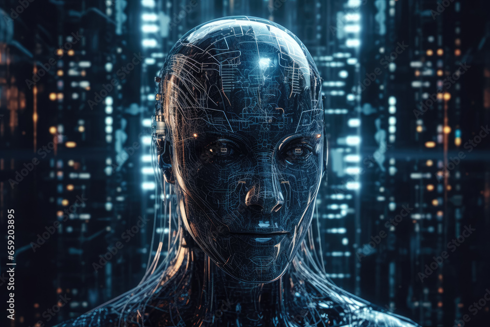 A humanoid robot exemplifying the cutting-edge of artificial intelligence and advanced technology. Generative Ai, Ai. A humanoid robot exemplifying the cutting-edge of artificial intelligence and advanced technology. Generative Ai, Ai.