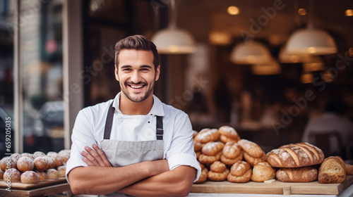 small business owner. street background