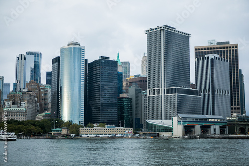 New York,  New York state  USA - August, 30, 2023 - Staten island ferry on the hudson river in lower manhattan in New York city on a sunny day, United States.