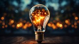 Light bulb emitting a glowing light a symbol. Generative AI