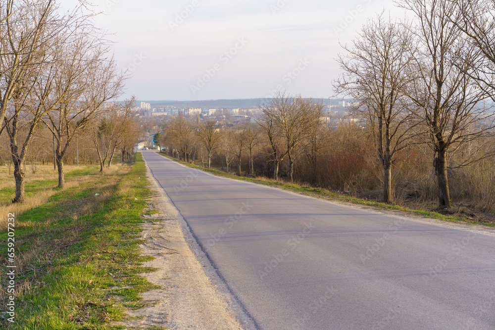 Nice rural road. Background with selective focus and copy space