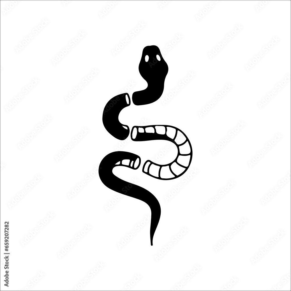 Fototapeta premium vector illustration of black snake silhouette