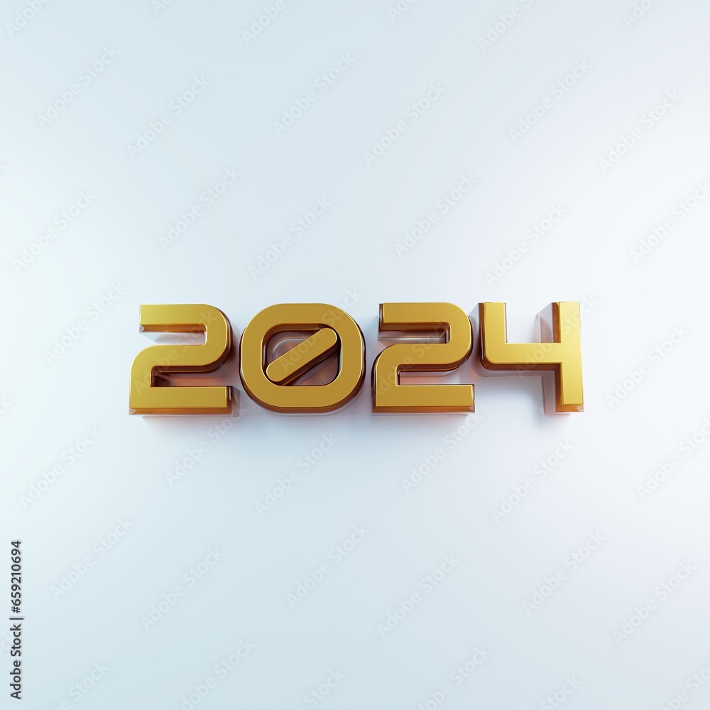 Modern 2024 3D text with spot light AI Generative Modern 2024 3D text with spot light AI Generative