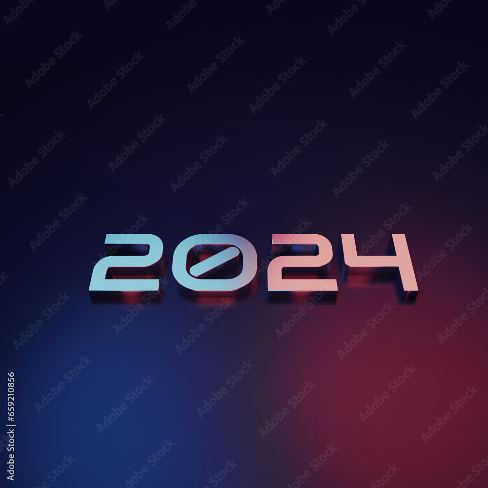 Modern 2024 3D text with spot light AI Generative