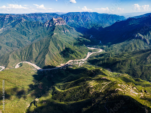 Winding Journey  Aerial Panorama of Urique Canyon