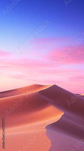 A breathtaking desert landscape at sunset with majestic sand dunes