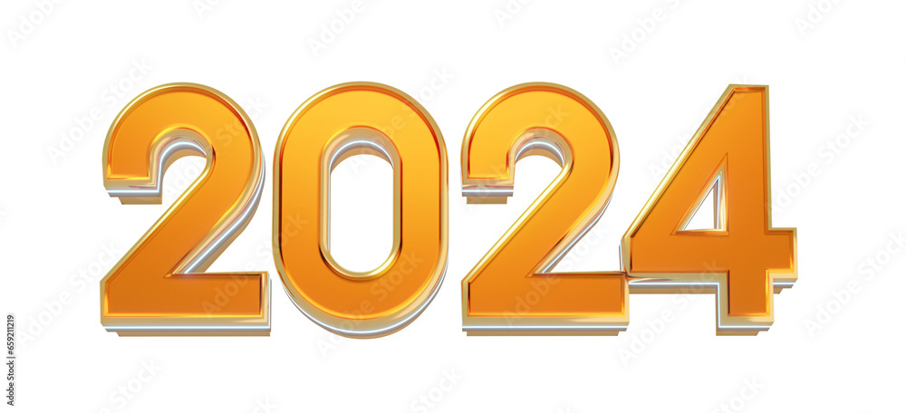 Modern Gold 2024 3D text isolated on white background AI Generative AI Generative Modern Gold 2024 3D text isolated on white background AI Generative AI Generative