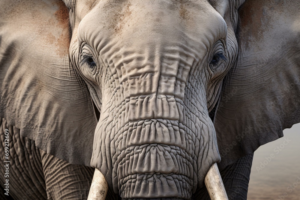 Fototapeta premium A majestic elephant with impressive tusks