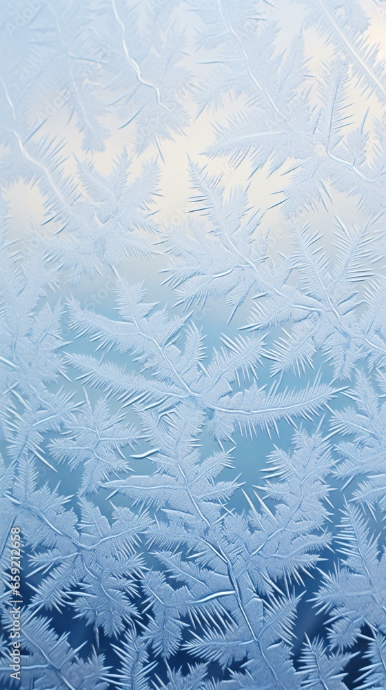 A frosted window with a beautiful sky as the backdrop A frosted window with a beautiful sky as the backdrop