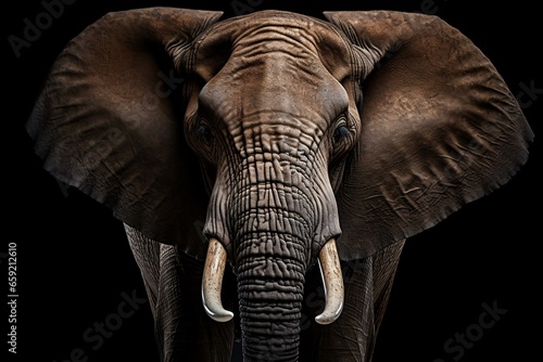 A majestic elephant standing in the shadows