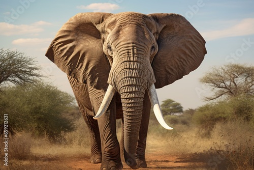 A majestic elephant strolling along a dusty road © KWY