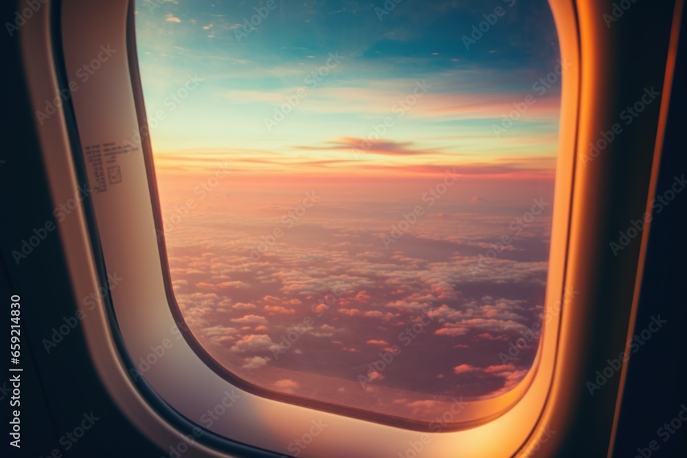 Scenic airplane window. Travel view interior. Generate Ai Scenic airplane window. Travel view interior. Generate Ai