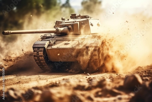 The deafening roar of a tank, churning up dirt and destruction as it rolls towards its target.