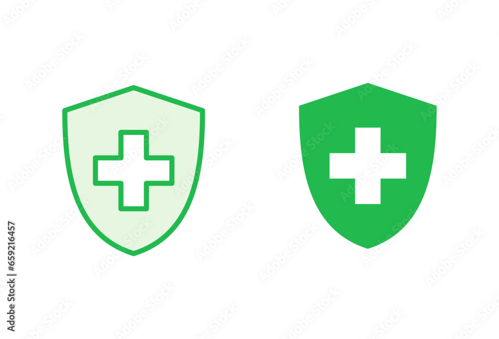 Health insurance icon set. Insurance health document icon Health insurance icon set. Insurance health document icon