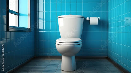 White toilet in the bathroom. Generative AI