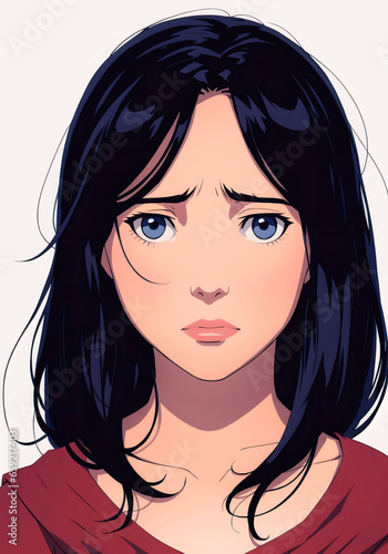 girl with a sad expression on her face.