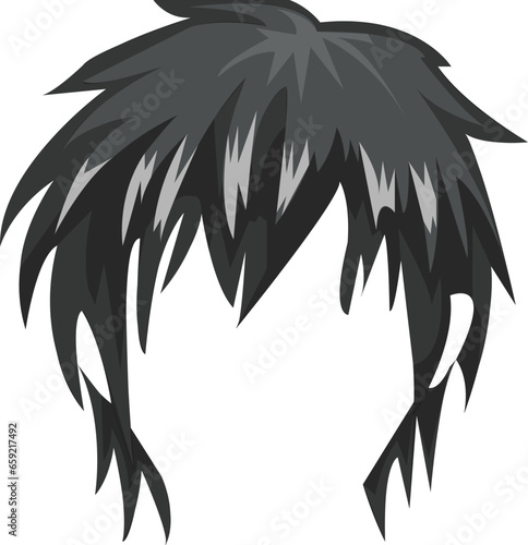 Young man anime style hair isolated on white background vector illustration