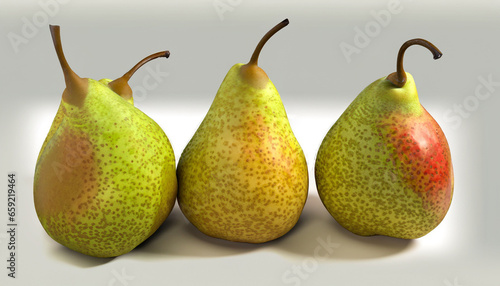 Four organic pears in a raw
