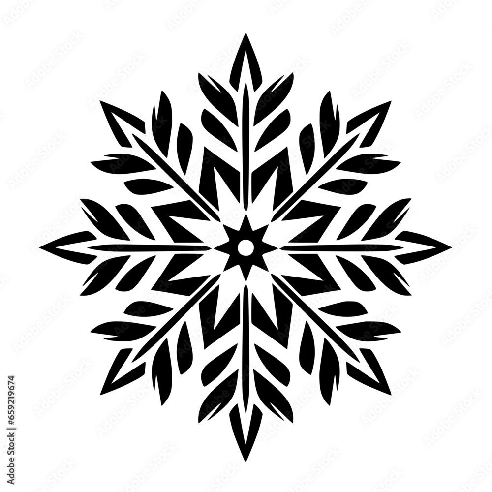 Fototapeta premium Simple Abstract Snowflake Mandala Winter Illustration Ornament