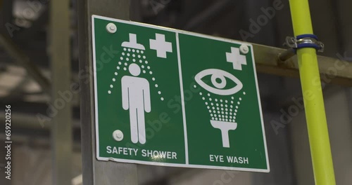 Work Safety information hazard sign eye wash shower chemical spill