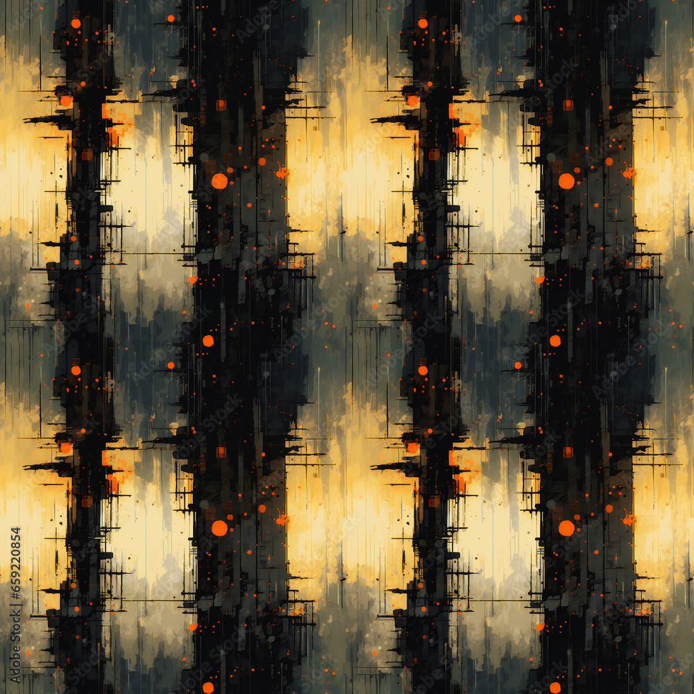 Obraz premium Dystopian Vertical Patterns Seamless Repeatable Background.