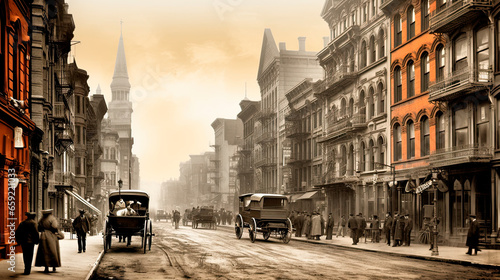 Street scene in New York City in the early 1900s photo