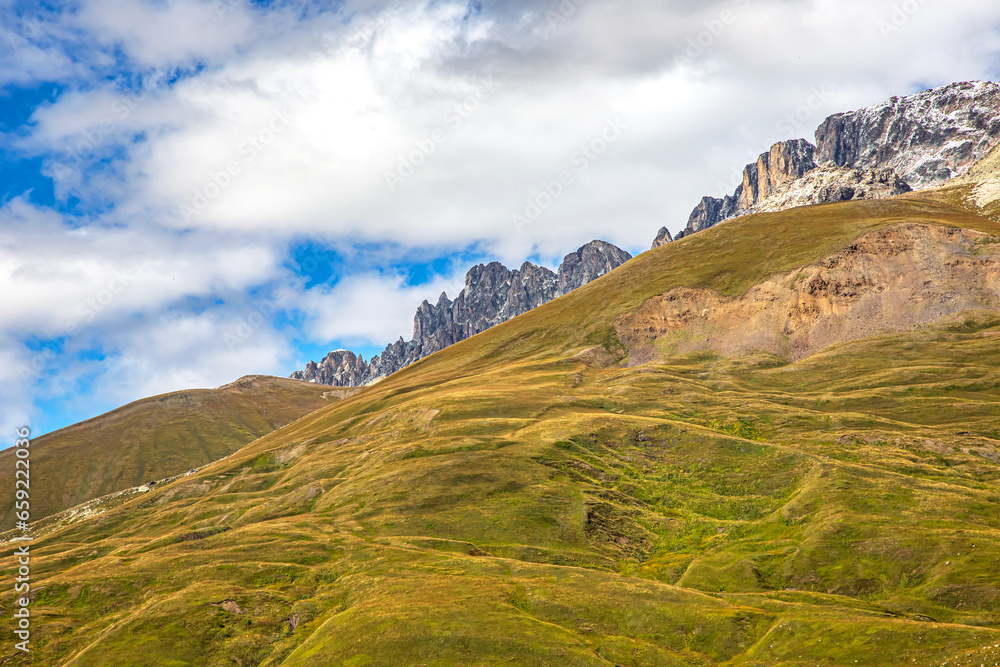 Naklejka premium landscape view in mountainous terrain in Georgia