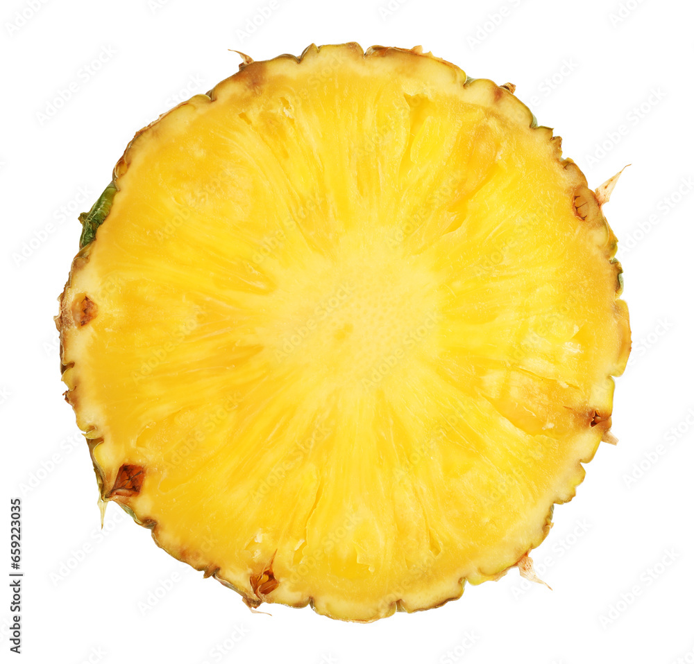 Slice of tasty ripe pineapple isolated on white Slice of tasty ripe pineapple isolated on white