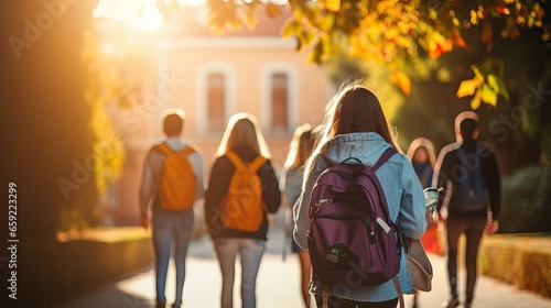 teenagers walking to school