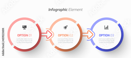 Vector Timeline Infographic Business with Circle Label, Icon and 3 Option for Presentation