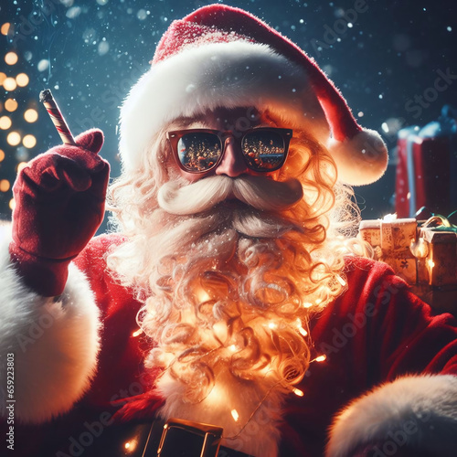 Santa's night out, AI generated illustration