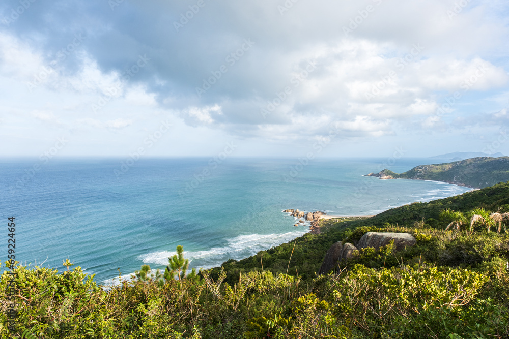 Aerial view of Galheta and Mole beaches, Florianópolis, Santa Catarina state.