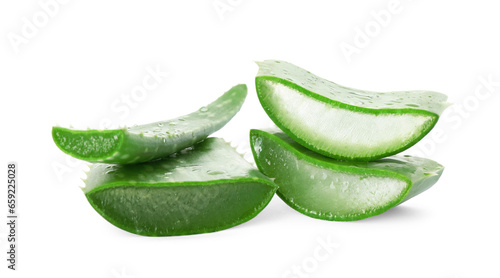 Wallpaper Mural Green aloe vera slices isolated on white Torontodigital.ca