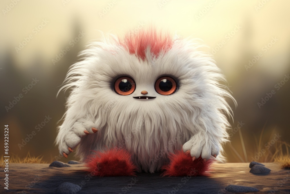 Soft Fuzzy cute beasty. Monster character. Generate Ai Soft Fuzzy cute beasty. Monster character. Generate Ai