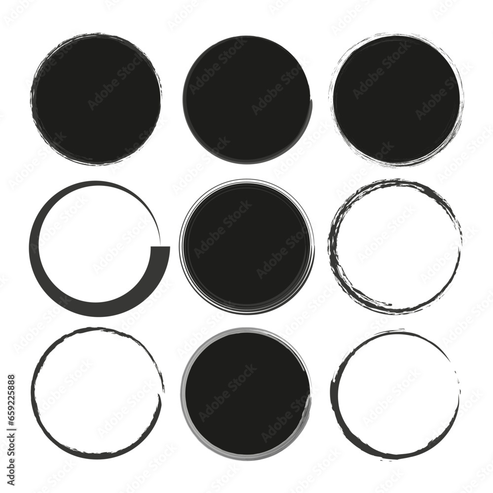 Set of grunge circles. Vector illustration. EPS 10. Set of grunge circles. Vector illustration. EPS 10.