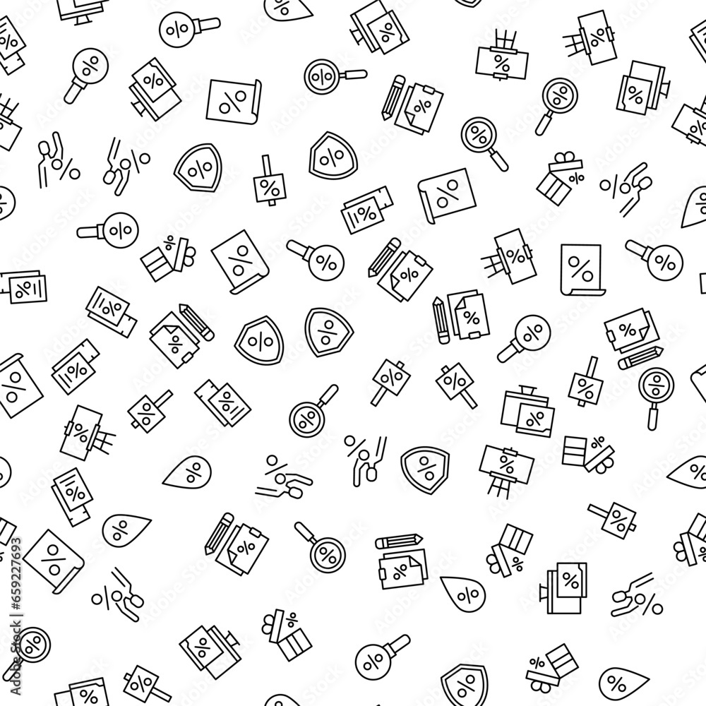 Paper, Pin Sign, Ticket, Contract by Percent Seamless Pattern for printing, wrapping, design, sites, shops, apps Paper, Pin Sign, Ticket, Contract by Percent Seamless Pattern for printing, wrapping, design, sites, shops, apps