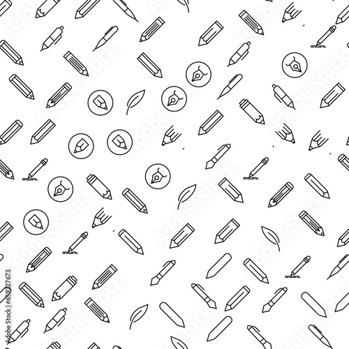 Pen, Feather, Pencil Seamless Pattern for printing, wrapping, design, sites, shops, apps