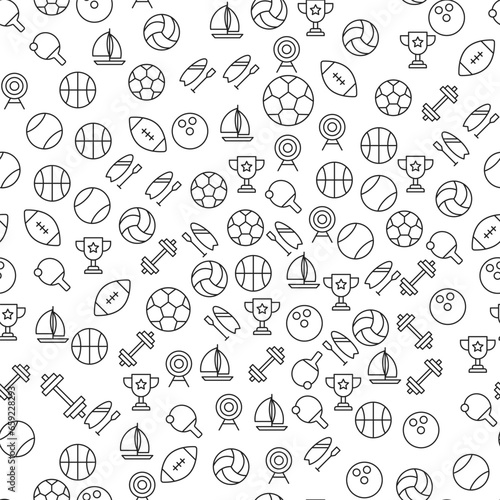 Sailing, Swimming, Archery, Rowing, Gym Seamless Pattern for printing, wrapping, design, sites, shops, apps