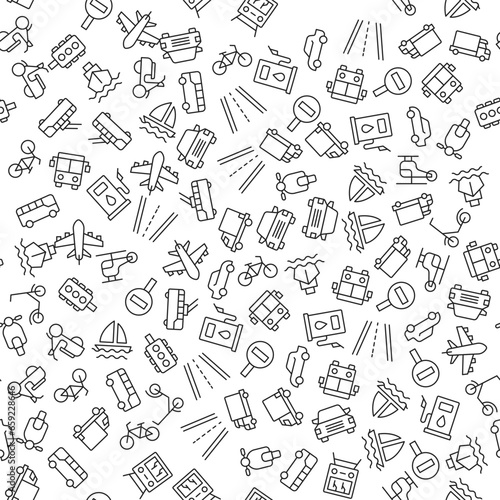 Scooter, Moped, Gas Station, Road Seamless Pattern for printing, wrapping, design, sites, shops, apps