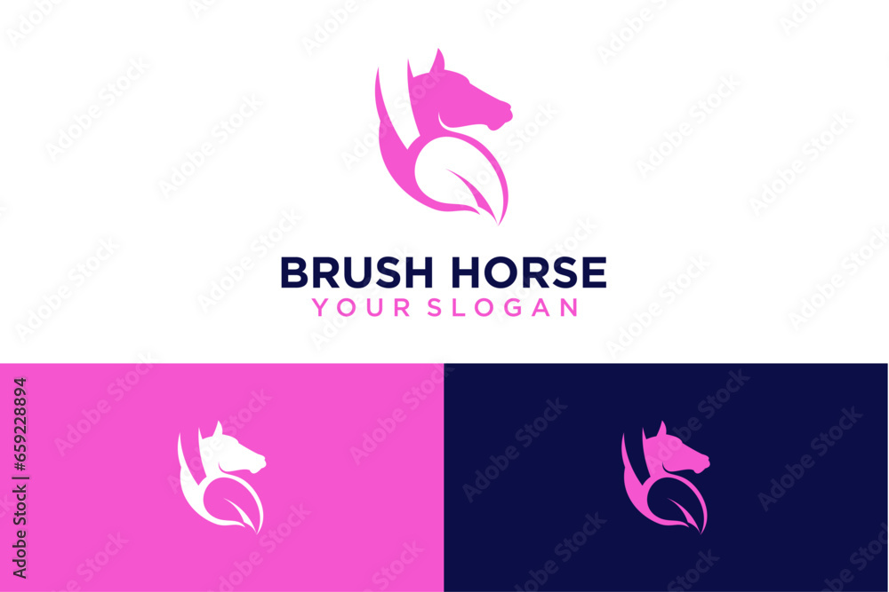 horse logo design with brush or art