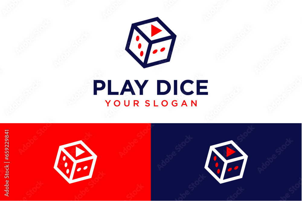 dice logo design with play or game dice logo design with play or game