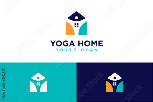 home logo design with yoga