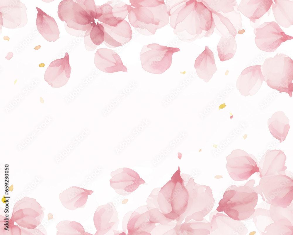 満開の桜の花びら水彩フレーム

