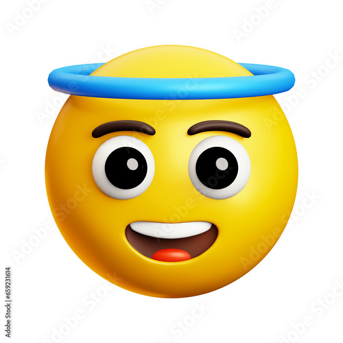 angel face with open eye emoji, 3d style emoticon