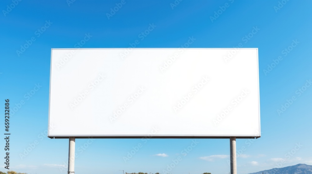 Fototapeta premium low angle shot of blank billboard mockup against bright blue sky.
