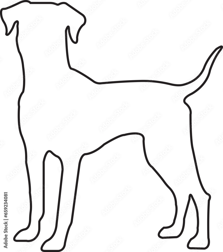 black line Dog Silhouette. No open shape or path. Dog breed, veterinary, dog walking, pet sitting logo inspiration. Dog show, competition, pet store, guide dog isolated on transparent background.