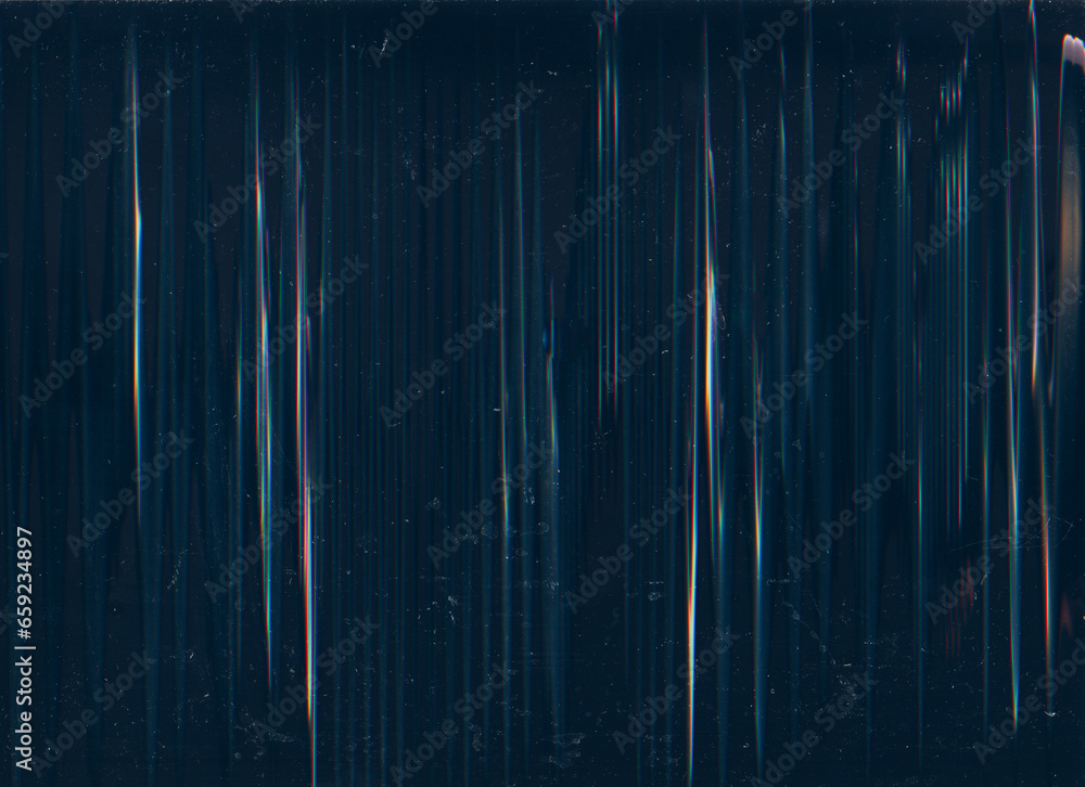 Dust scratch overlay. Old film noise. Glitch texture. Orange blue white lines distortion on dark illustration abstract background with free space. Dust scratch overlay. Old film noise. Glitch texture. Orange blue white lines distortion on dark illustration abstract background with free space.