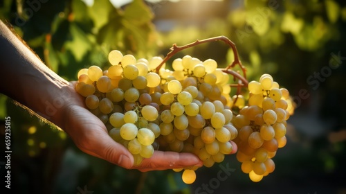 Hand holding fresh grape fruit